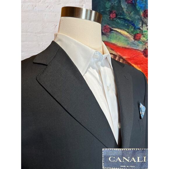 Canali 42R EU52 Mens Black Virgin Wool 3 Button Blazer Sport Coat Jacket - Picture 4 of 14